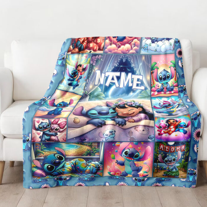 Personalized Lilo and Stitch Blanket, Custom Name Stitch Disney Blanket, Baby Shower Blanket - Image 2