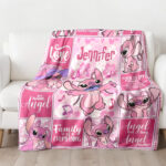 Personalized Lilo and Stitch Blanket, Custom Name Stitch Disney Blanket, Angel Baby Shower Blanket - Image 3