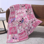 Personalized Lilo and Stitch Blanket, Custom Name Stitch Disney Blanket, Angel Baby Shower Blanket - Image 4