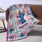 Personalized Lilo and Stitch Blanket, Custom Name Stitch and Angel Disney Blanket, Angel Baby Shower Blanket - Image 2