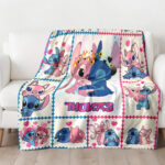Personalized Lilo and Stitch Blanket, Custom Name Stitch and Angel Disney Blanket, Angel Baby Shower Blanket - Image 4