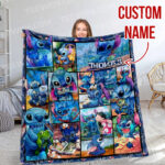 Personalized Lilo and Stitch Blanket, Custom Name Stitch Disney Blanket, Angel Baby Shower Blanket