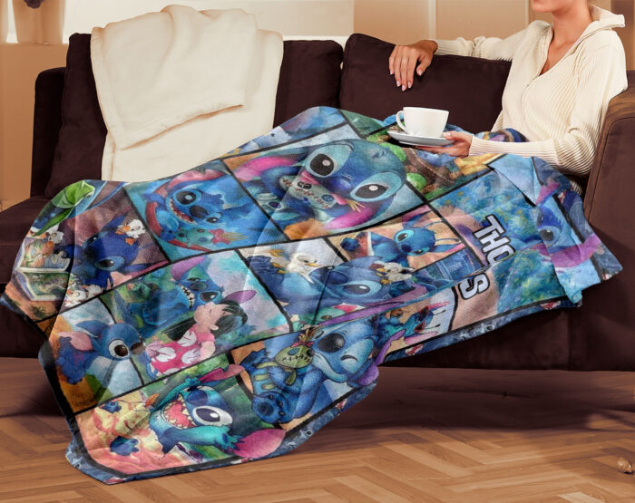Personalized Lilo and Stitch Blanket, Custom Name Stitch Disney Blanket, Angel Baby Shower Blanket - Image 3