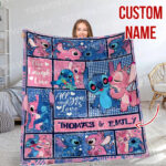 Personalized Lilo and Stitch Blanket, Custom Name Stitch Disney Blanket, Angel Baby Shower Blanket