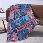 Personalized Lilo and Stitch Blanket, Custom Name Stitch Disney Blanket, Angel Baby Shower Blanket - Image 2