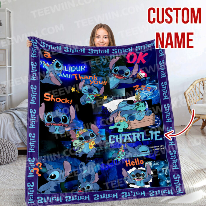 Personalized Lilo and Stitch Blanket, Custom Name Stitch Disney Blanket, Baby Shower Blanket - Image 2