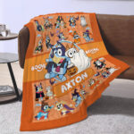 Personalized Bluey Family Baby Blanket, Bluey Halloween Soft Blankets, Bluey and Bingo Birthday Blanket, Bluey Family Blanket for Kid - Image 4