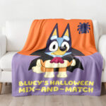 Personalized Bluey Family Baby Blanket, Bluey Halloween Soft Birthday Blanket, Bluey Booey Seamles Blanket for Kid - Image 3