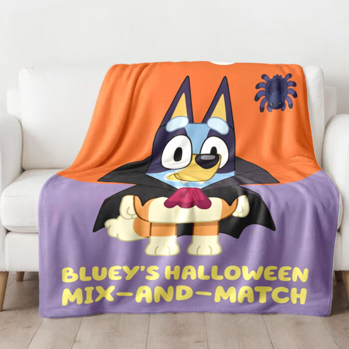 Personalized Bluey Family Baby Blanket, Bluey Halloween Soft Birthday Blanket, Bluey Booey Seamles Blanket for Kid - Image 3