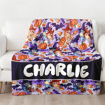 Personalized Bluey Family Blanket, Halloween Heelers Spooky Seamless, Birthday Blanket, Bluey Blanket for Kid - Image 4