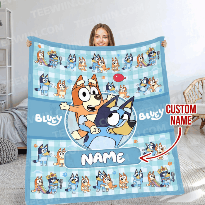 Personalized Bluey Halloween Blanket, Bluey Family Soft Blankets, Bluey and Bingo Birthday Blanket, Bluey Blanket for Kid - Image 6