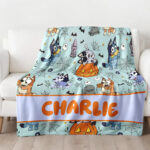 Personalized Bluey Halloween Blanket, Bluey Family Soft Blankets, Bluey and Bingo Birthday Blanket, Bluey Blanket for Kid - Image 3