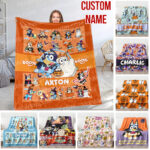 Personalized Bluey Halloween Blanket, Bluey Family Soft Blankets, Bluey and Bingo Birthday Blanket, Bluey Blanket for Kid
