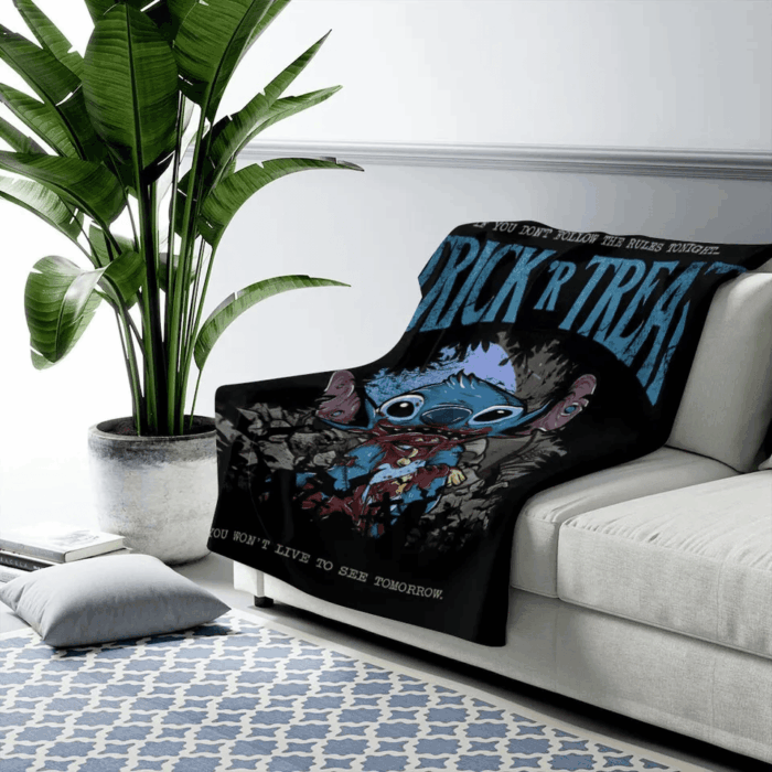 Horror Stitch Halloween Blanket, Stitch Halloween Blanket - Image 2