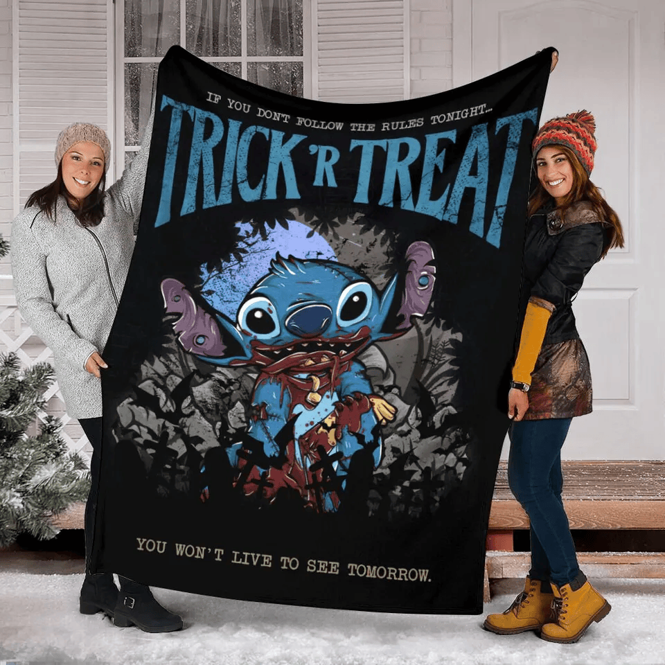 1721891549075.png Horror Stitch Halloween Blanket, Stitch Halloween Blanket - Image 1