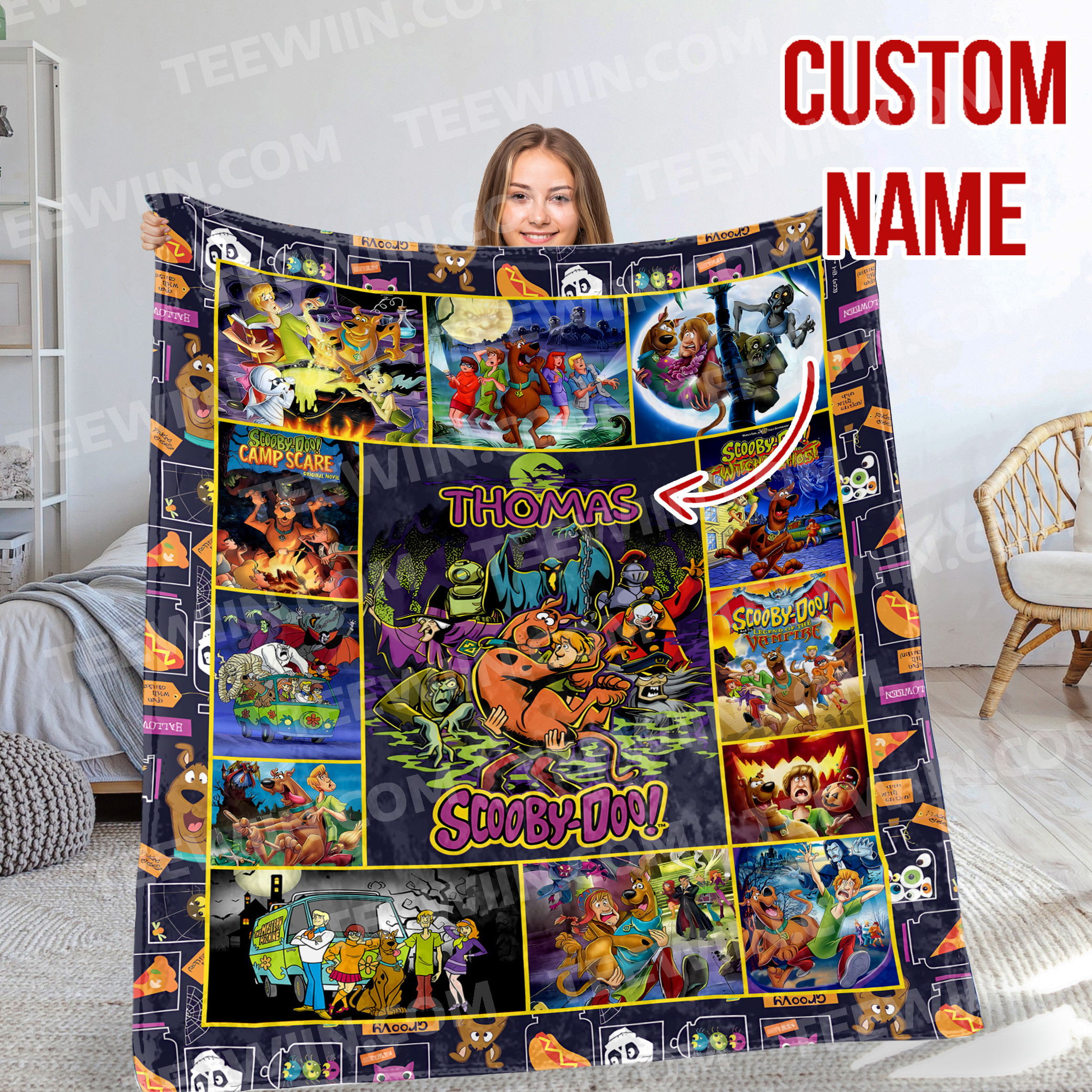 1721964731520.jpg Personalized Scooby-Doo Blanket |Scooby Doo Ruh Roh Fleece Blanket | Scooby-Doo Halloween, Birthday Gifts Blanket - Image 1