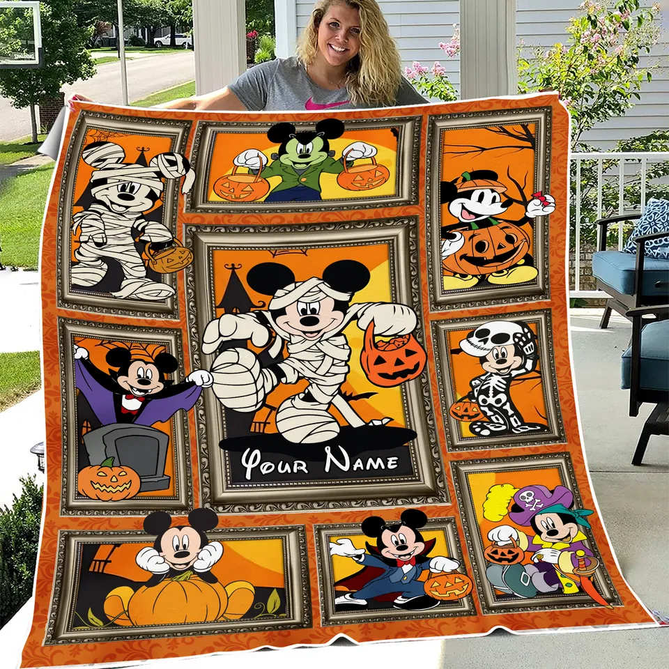 1721965072454.png Personalized Disney Halloween Blanket, Mickey Halloween Blanket, Mickey Pumpkin Blanket - Image 1