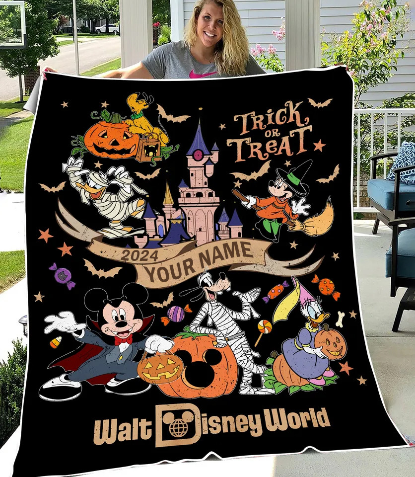 1721965329723.jpg Mickey And Friends Halloween Blanket, Disney Halloween Blanket, Mickey Mouse Disney Blanket - Image 1