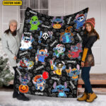 Stitch Horror Halloween Blanket, Disney Halloween Blanket, Lilo and Stitch Disney Blanket
