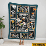 Personalized Disney Skeleton Blanket, Disney Halloween Blanket, Mickey And Friends Halloween Blanket
