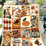 Vintage Spooky Season Halloween Blanket, Halloween Blanket