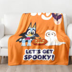 Personalized Bluey Family Baby Blanket, Bluey Halloween Soft Birthday Blanket, Bluey Booey Seamles Blanket for Kid - Image 2