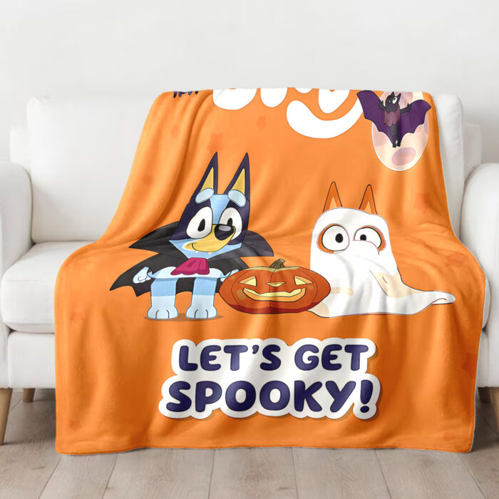 Personalized Bluey Family Baby Blanket, Bluey Halloween Soft Birthday Blanket, Bluey Booey Seamles Blanket for Kid - Image 2