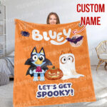 Personalized Bluey Family Baby Blanket, Bluey Halloween Soft Birthday Blanket, Bluey Booey Seamles Blanket for Kid