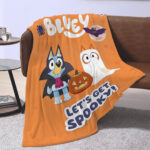 Personalized Bluey Family Baby Blanket, Bluey Halloween Soft Birthday Blanket, Bluey Booey Seamles Blanket for Kid - Image 3