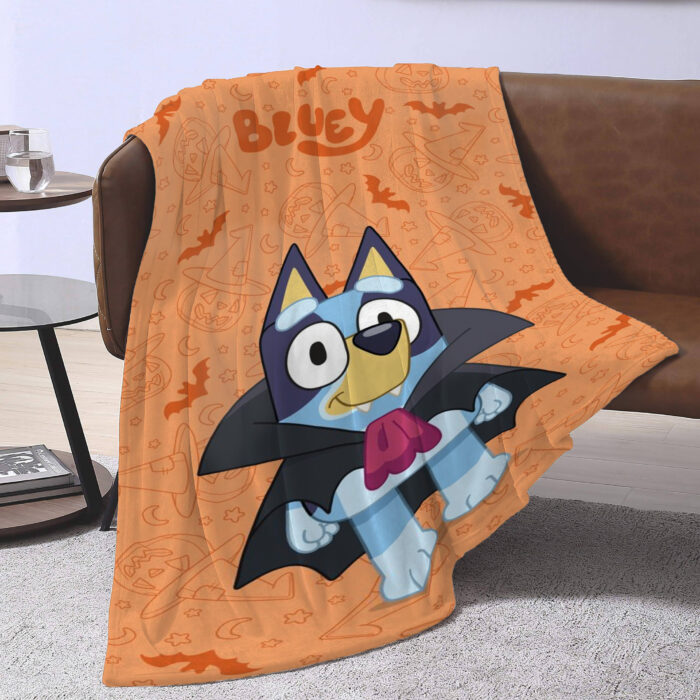 Personalized Bluey Family Baby Blanket, Bluey Halloween Soft Birthday Blanket, Bluey Booey Seamles Blanket for Kid - Image 3