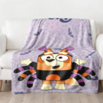 Personalized Bluey Family Baby Blanket, Bluey Halloween Soft Birthday Blanket, Bluey Booey Seamles Blanket for Kid - Image 4