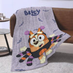 Personalized Bluey Family Baby Blanket, Bluey Halloween Soft Birthday Blanket, Bluey Booey Seamles Blanket for Kid - Image 2