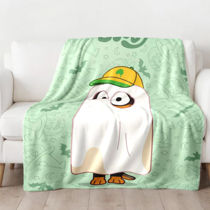 Personalized Bluey Family Baby Blanket, Bluey Halloween Soft Birthday Blanket, Bluey Booey Seamles Blanket for Kid - Image 4