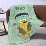 Personalized Bluey Family Baby Blanket, Bluey Halloween Soft Birthday Blanket, Bluey Booey Seamles Blanket for Kid - Image 2
