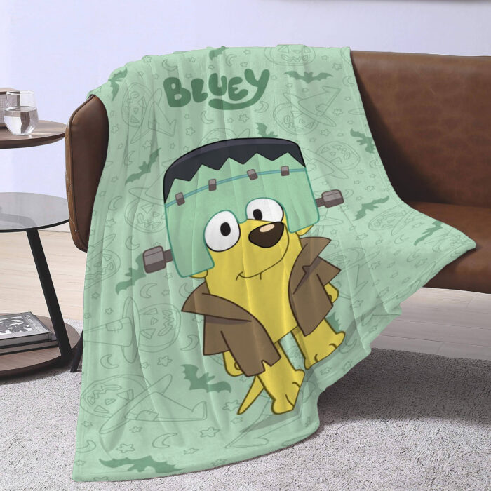 Personalized Bluey Family Baby Blanket, Bluey Halloween Soft Birthday Blanket, Bluey Booey Seamles Blanket for Kid - Image 2