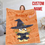 Personalized Bluey Family Baby Blanket, Bluey Halloween Soft Birthday Blanket, Bluey Booey Seamles Blanket for Kid