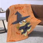 Personalized Bluey Family Baby Blanket, Bluey Halloween Soft Birthday Blanket, Bluey Booey Seamles Blanket for Kid - Image 2