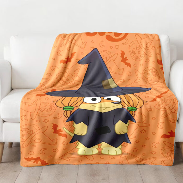 Personalized Bluey Family Baby Blanket, Bluey Halloween Soft Birthday Blanket, Bluey Booey Seamles Blanket for Kid - Image 4