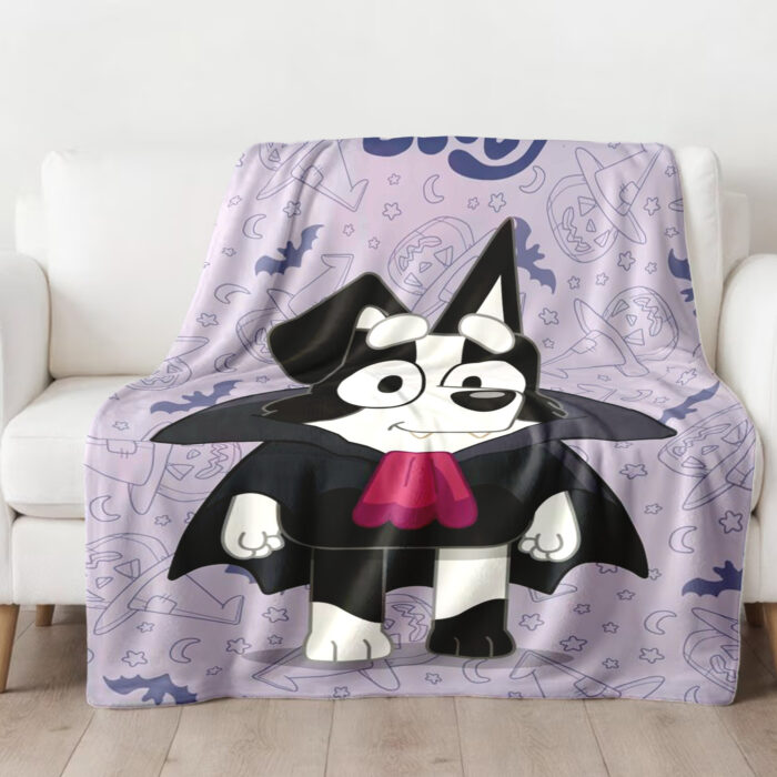 Personalized Bluey Family Baby Blanket, Bluey Halloween Soft Birthday Blanket, Bluey Booey Seamles Blanket for Kid - Image 4