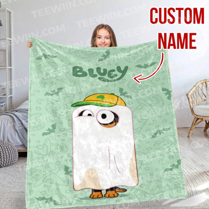 Personalized Bluey Halloween Blanket, Bluey Family Soft Blankets, Bluey and Bingo Birthday Blanket, Bluey Blanket for Kid - Image 5