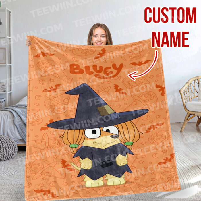 Personalized Bluey Halloween Blanket, Bluey Family Soft Blankets, Bluey and Bingo Birthday Blanket, Bluey Blanket for Kid - Image 7