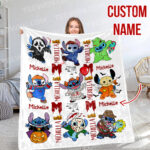 Personalized Name Horror Stitch Horror Blanket, Stitch Cosplay Horror Characters Blanket, Halloween Costume Stitch Blanket, Gift For Kid
