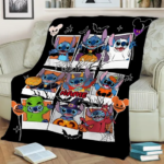 Custom Name Halloween Stitch Blanket, Halloween Pumpkin Blanket - Image 2