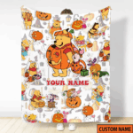 Halloween Pooh And Friends Blanket, Custom Name Halloween Pooh Blanket - Image 2