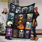 Personalize Name Jack Skellington Blanket, Nightmare Before Christmas Blanket, Halloween Horror Blanket, Horror Movies Blanket