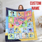 Personalized Bluey Family Baby Blanket, Olympic Bluey Blanket, Bluey Birthday Blanket for Kid