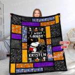 Personalized Snoopy Halloween Blanket, The Peanuts Custom Name Snoopy Blanket, Baby Shower Blanket