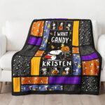 Personalized Snoopy Halloween Blanket, The Peanuts Custom Name Snoopy Blanket, Baby Shower Blanket - Image 4