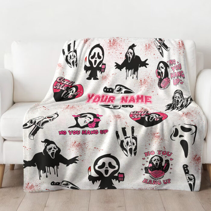Halloween Throw Blanket, Ghost Face Blanket, No You Hang Up, Horror Movie Blanket, Halloween Fleece Blanket - Image 2