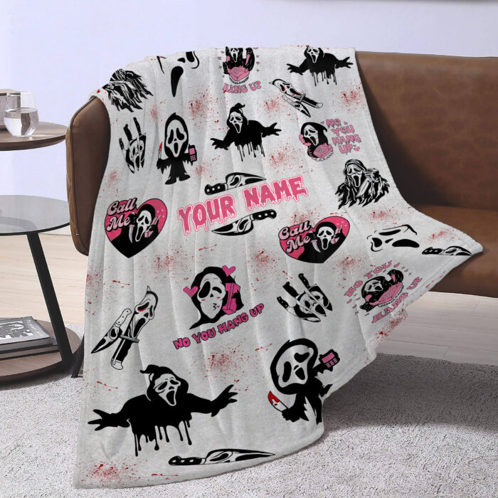 Halloween Throw Blanket, Ghost Face Blanket, No You Hang Up, Horror Movie Blanket, Halloween Fleece Blanket - Image 4